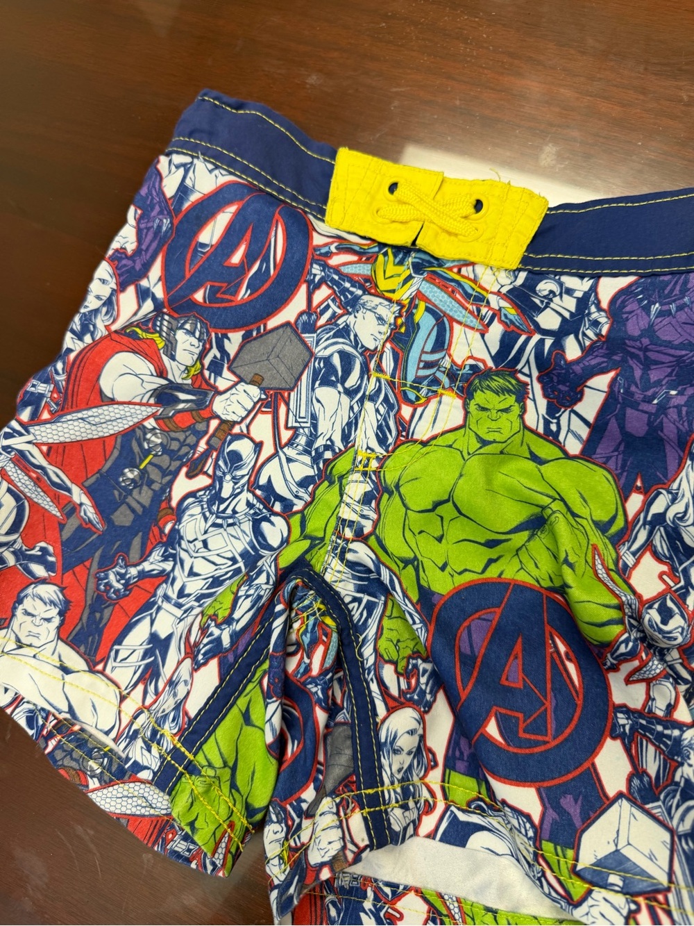 Disney Avengers Multicolor Kids' Swim Trunks - Navy, Green, Yellow, Red